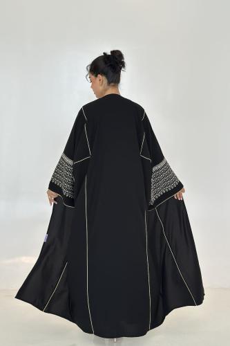 Black Abaya Korean Crepe | Fine embroidery