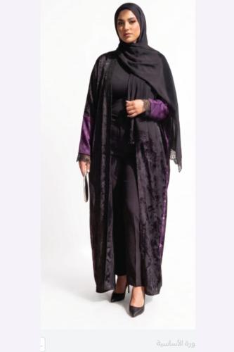 Crepe Jacquard Abaya | Black