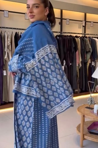 عباية قطن هندي زرقاء
