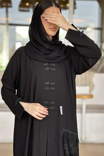 عباية كريب اسود | ازرير قيطان