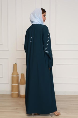 عباية كريب نواعم بترولي | تطريز هندسي سمااوي