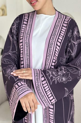 عباية شيفون طباعة بنفسجي