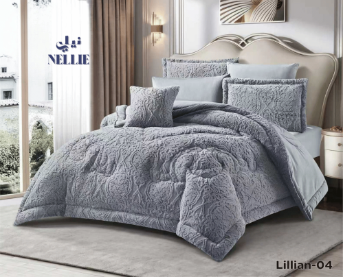 Lilian rabbit fur luxury | 7-piece winter dark gra...