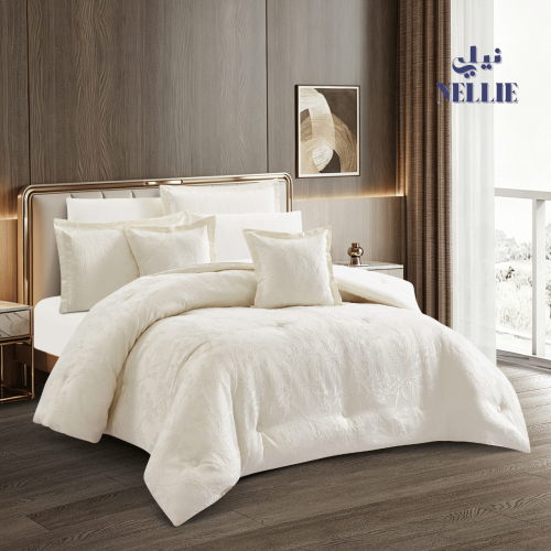 Briana luxurious bedspread | royal jacquard for two, 8 pieces, cream color
