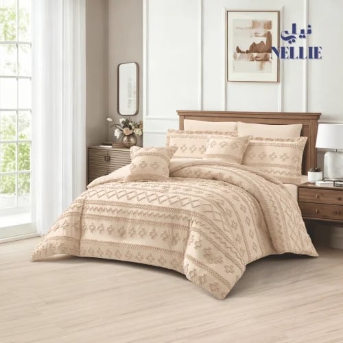 Bohemian summer bedspread | luxurious microfiber for two and one and a half people, beige earthy color