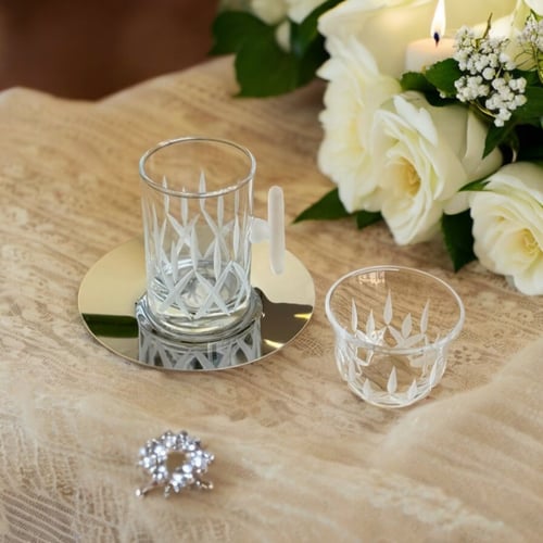 طقم بيالات شاي زجاج كريستالي مع فناجين قهوة عربية...