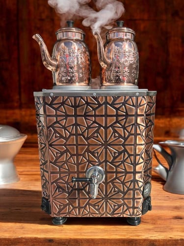 سماور ماكينة الشاي بخار والقهوة النحاسي الأصلي ذو...