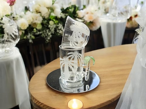 طقم بيالات شاي نخلة زجاج كريستالي مع فناجين قهوة ع...