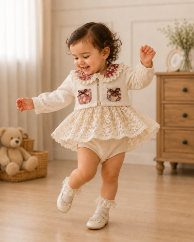 Dress with tulle lace