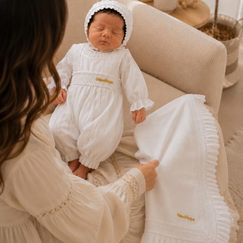 Baby set, blanket, romper, hat