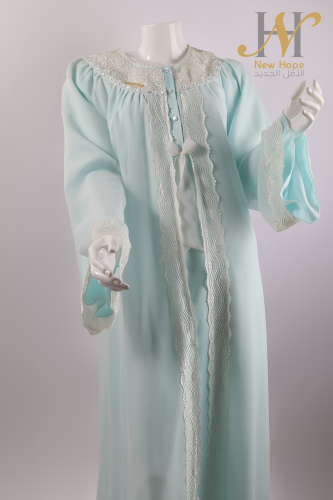 قميص مبطن قطن مع شيفون سماوي كويتي.