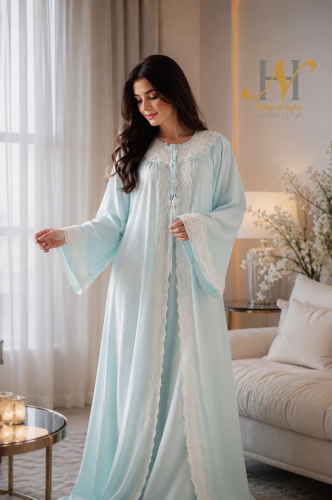Padded cotton shirt with sky blue chiffon Kuwaiti.