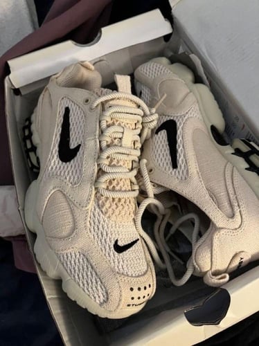 x Stüssy Air Zoom Spiridon Caged Fossil sneakers