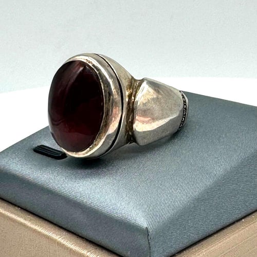 خاتم رجالي فضة وحجر العقيق