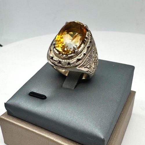 خاتم رجالي فضة وحجر السترين