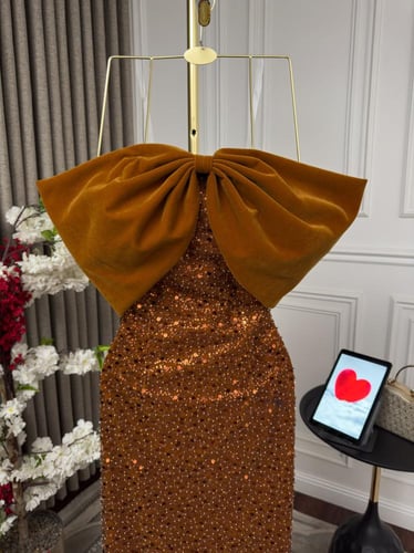 فستان سهرة ميكادو انيق اللون برتقالي