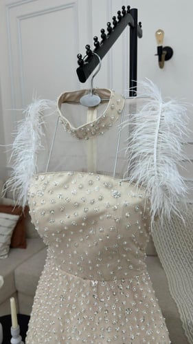 فستان سهرة اطلالة مميزة خامه تل مطرزه بلول وخرز TO...