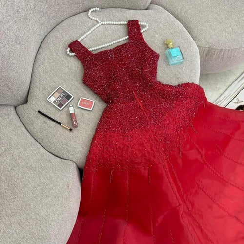 فستان سهره الخامة جازار شك يد خرز مديل RUS-8094