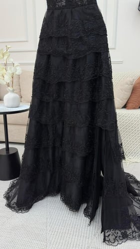 فستان سهرات اسود حصري مديل MA730