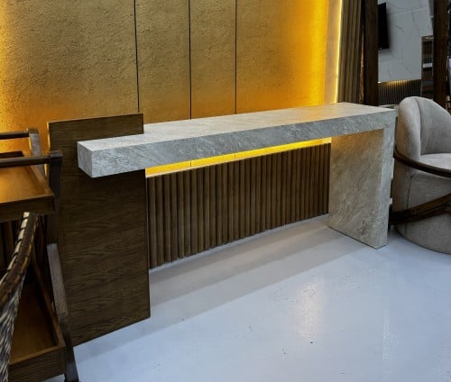 Entrance table made of wood covered with alternati...