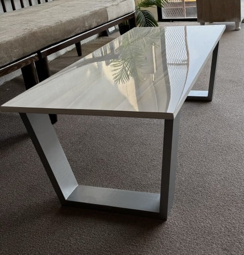Wooden table together with marble alternative