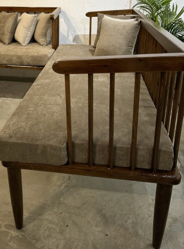 Wooden chairs with the tablecloth, size two meters...