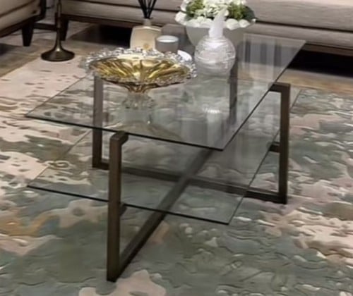 Glass and wood table