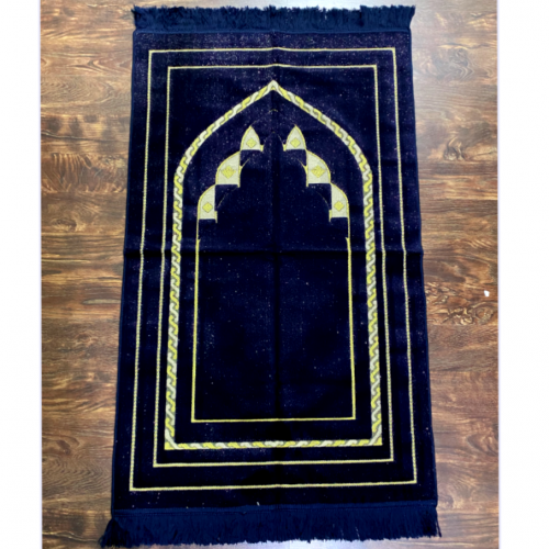 سجادة صلاة تركية بنقش جميل ولون أزرق كحلي (متوسطة...