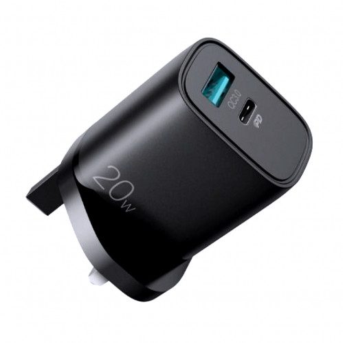 شاحن منزلي ذكي بكفاءة وتوافق عالي ومنفذين PD + QC3...