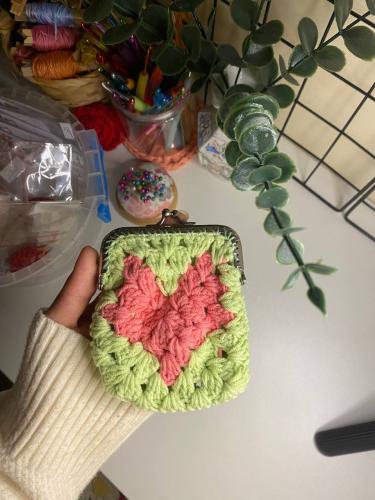 Wallet (green and pink)