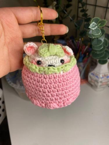 Pink doll keychain