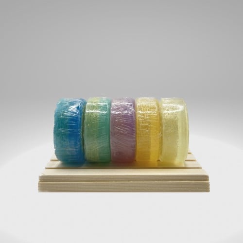 صابون جلسرين 5 قطع مع قاعدة خشب