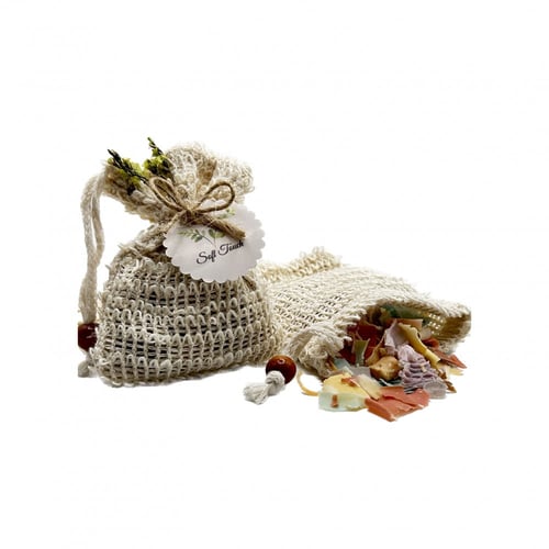 ليفة استحمام معبأه من قطع الصابون الطبيعي