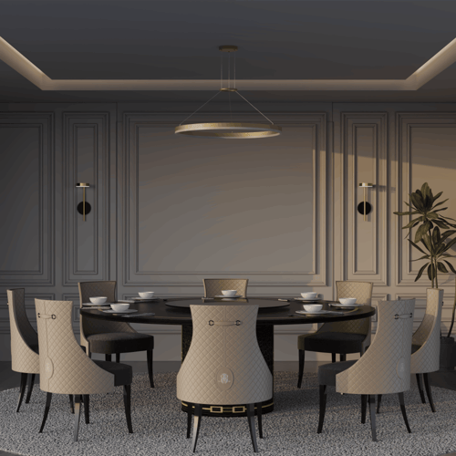 ابجورة حائط دائرية مع عمود لون ذهبي بطاريه بالشحن