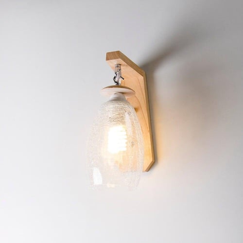 اضاءة جدار خشبية مفرد مع زجاج مزخرف معلق