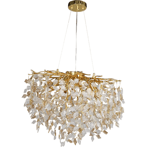 نجف مودرن ذهبي مع عسلي على شكل شجره كرستال شفاف مق...