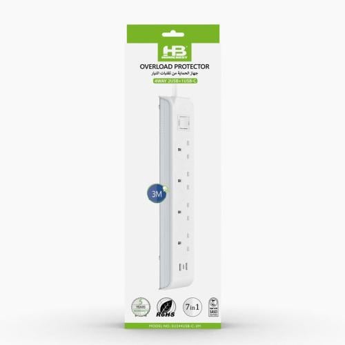 توصيلة كهربائيه هوم بست 3متر 4منافذ+منافذ USB TYPE...