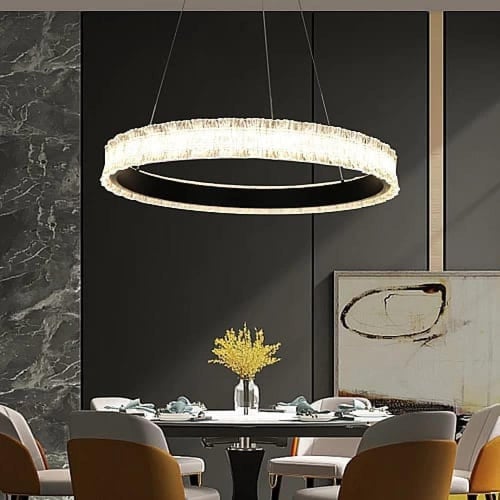 نجف مودرن اسود لون الانارة اصفر 48 واط قطر 40 سم