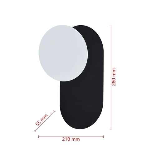 إضاءة جدارية بالبطارية شكل بيضاوي اسود
