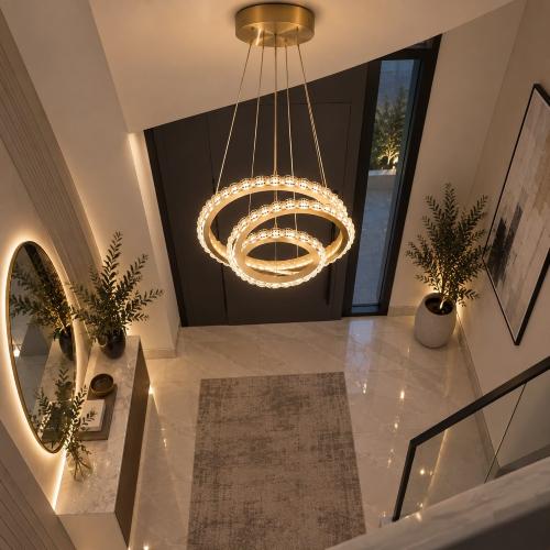 ثريا LED حلقات كريستالية بتصميم عصري فاخر