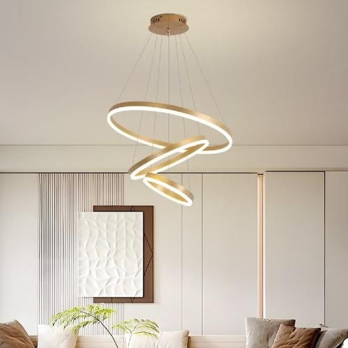 نجف مودرن ذهبي 3 حلقات 3 الوان تحكم عن بعد