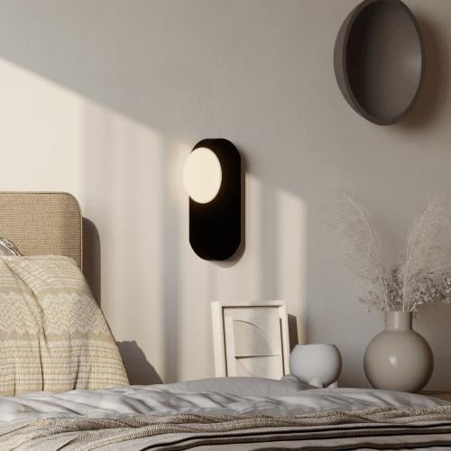 إضاءة جدارية بالبطارية شكل بيضاوي اسود