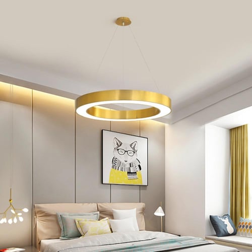 ثريا ليد على شكل حلقه لون زيتي اضاءه اصفر