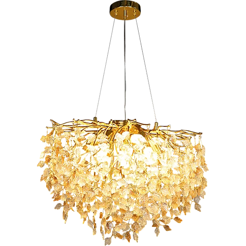 نجف مودرن ذهبي مع عسلي على شكل شجره كرستال شفاف