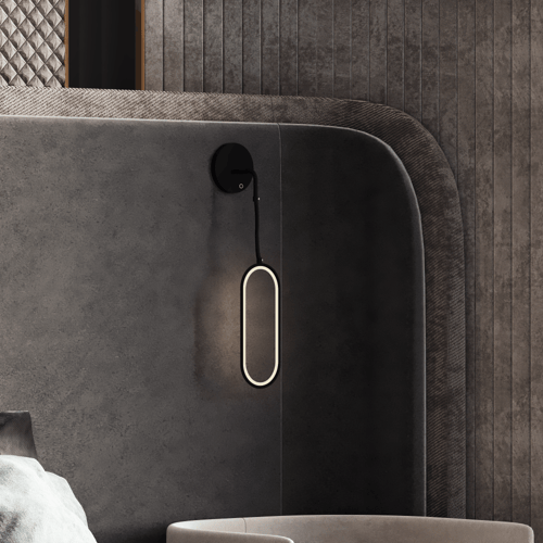 إنارة جدارية معلقة بالبطارية لون اسود