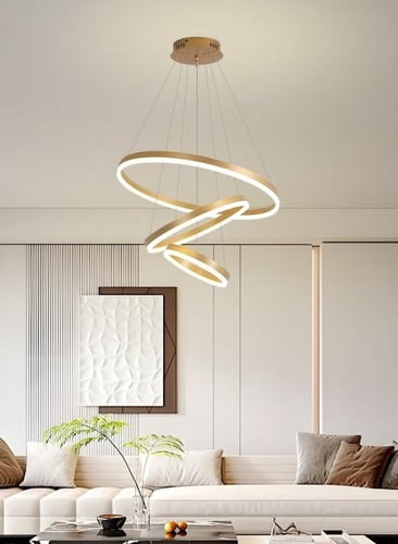 نجف مودرن ذهبي 3 حلقات 3 الوان تحكم عن بعد