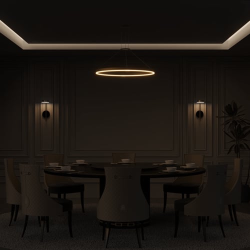 ابجورة حائط دائرية مع عمود لون ذهبي بطاريه بالشحن