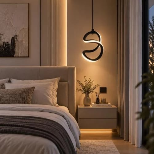 ثريا معلّقة LED بتصميم انسيابي عصري – أسود