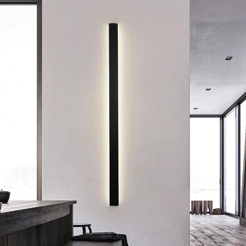 ابليك جداري مودرن اسود إنارة لون اصفر طول 90 سم