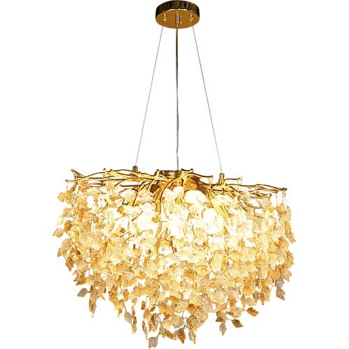 نجف مودرن ذهبي مع عسلي على شكل شجره كرستال شفاف مق...